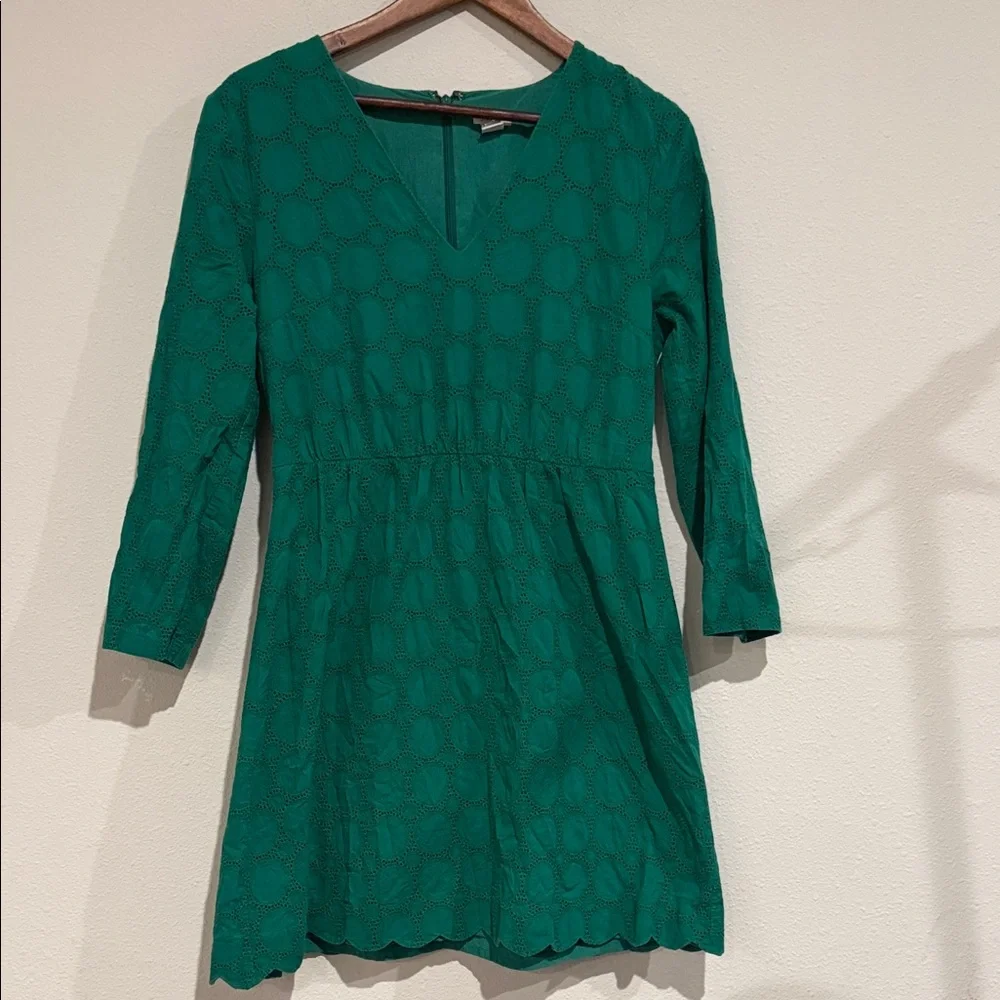 J. Crew Long Sleeve Green Dress - Picture 2 of 9